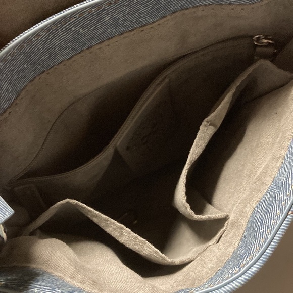 Vince Camuto Doty Quilted Leather Washed Denim Crossbody - Picture 11 of 13